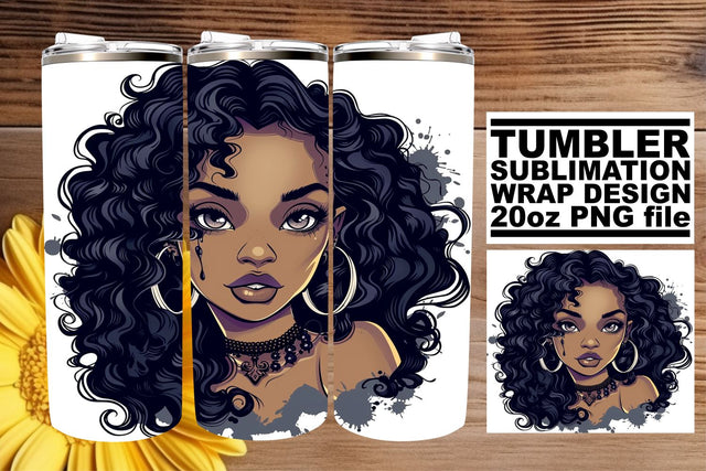 Gothic Afro Woman Halloween Tumbler Sublimation Wrap Sublimation afrosvg 