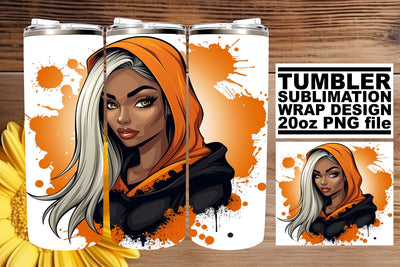 Gothic Afro Woman Halloween Tumbler Sublimation Wrap Sublimation afrosvg 
