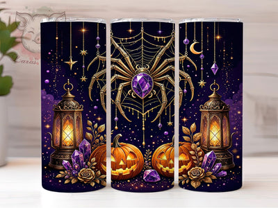 Gothic Amethyst Spider 20oz Tumbler, Spider Motif, Amethyst Design, Gothic Style, Mystical Charm, Dark Aesthetic, 20oz Wrap, Sublimation Tumbler Sublimation Lara' s Designs 