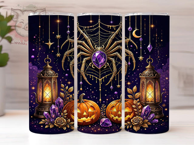 Gothic Amethyst Spider 20oz Tumbler, Spider Motif, Amethyst Design, Gothic Style, Mystical Charm, Dark Aesthetic, 20oz Wrap, Sublimation Tumbler Sublimation Lara' s Designs 
