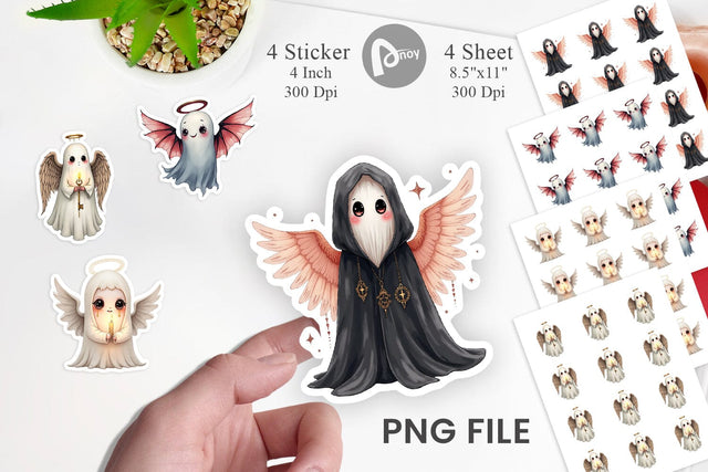 Gothic Angel Ghosts Sticker Sublimation artnoy 