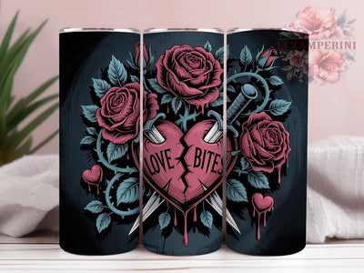 Gothic Anti‑Valentine Roses Tumbler, Grunge Roses Wrap, Dark Romance Cup, 20oz Sublimation Wrap, Stylish Gothic Design Tumbler, Artistic Roses and Thorns Cup, Edgy Love Theme Wrap Sublimation Li Zamperini 