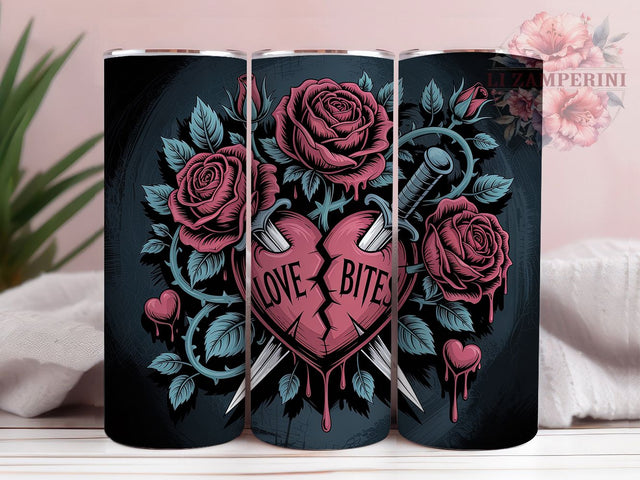 Gothic Anti‑Valentine Roses Tumbler, Grunge Roses Wrap, Dark Romance Cup, 20oz Sublimation Wrap, Stylish Gothic Design Tumbler, Artistic Roses and Thorns Cup, Edgy Love Theme Wrap Sublimation Li Zamperini 