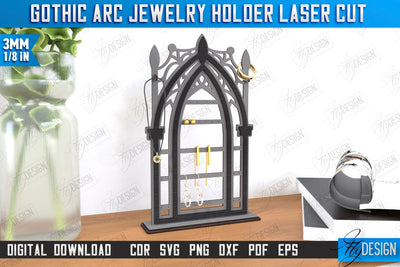 Gothic Arc Jewelry Holder Laser Cut | Gothic Window | Gothic Style | Window Frame | Gothic Window Arches | CNC File SVG Fly Design 