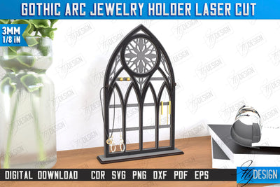 Gothic Arc Jewelry Holder Laser Cut | Gothic Window | Gothic Style | Window Frame | Gothic Window Arches | CNC File SVG Fly Design 