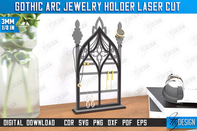 Gothic Arc Jewelry Holder Laser Cut | Gothic Window | Gothic Style | Window Frame | Gothic Window Arches | CNC File SVG Fly Design 