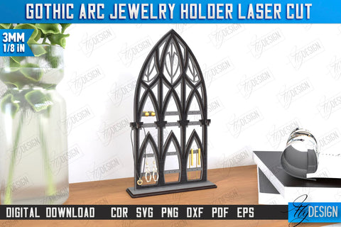 Gothic Arc Jewelry Holders Laser Cut Bundle | Gothic Window | Gothic Style | Window Frame | Gothic Window Arches | CNC Files SVG Fly Design 