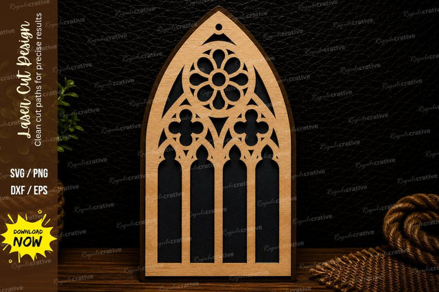Gothic Arch Window Laser Cut Svg Design SVG Regulrcrative 
