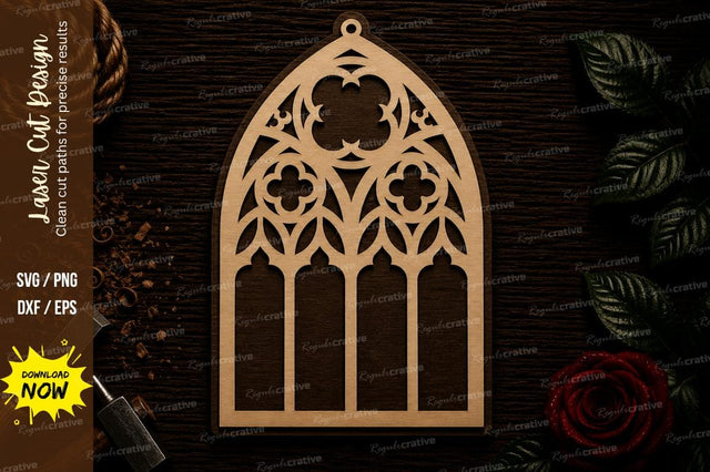 Gothic Arch Window Ornament Laser Cut SVG File SVG Regulrcrative 