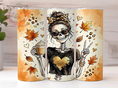 Gothic Autumn Skeleton 20oz Tumbler, Gothic Skeleton, Autumn Design, Dark Aesthetic, Spooky Vibes, Rustic Charm, 20oz Wrap, Sublimation Tumbler Sublimation Lara' s Designs 