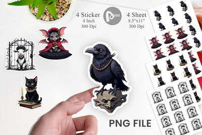 Gothic Baby Animals Sticker Sublimation artnoy 