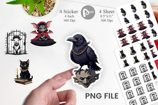 Gothic Baby Animals Sticker Sublimation artnoy 