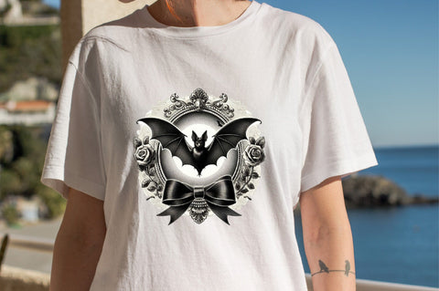 Gothic bat and roses PNG Sublimation Clipart Sublimation SVGArt 