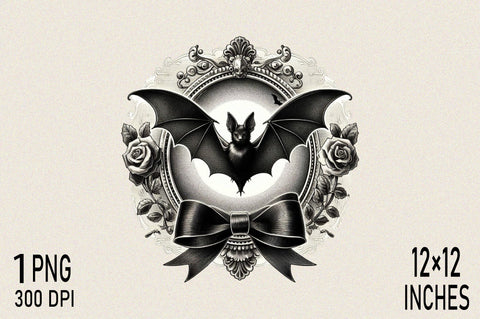 Gothic bat and roses PNG Sublimation Clipart Sublimation SVGArt 