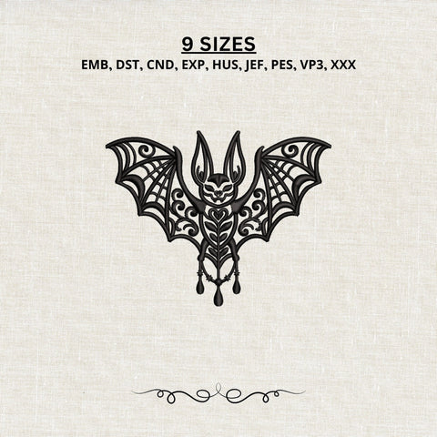 Gothic Bat Machine Embroidery Design Ornamental Halloween Bat PES DST Stitch Files Pattern Embroidery/Applique DESIGNS PatternFeed8 