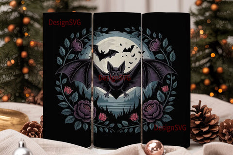 Gothic Bat Moonlit Tumbler Wrap Sublimation DesignSVG 