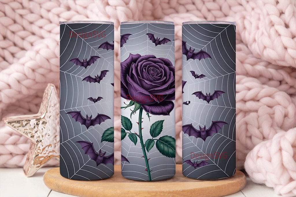 Gothic Bat & Roses 20oz Tumbler Wrap - So Fontsy
