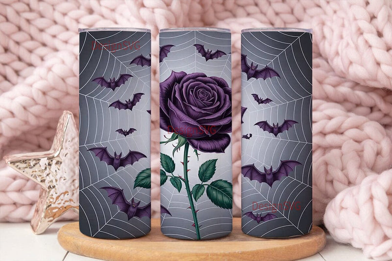 Gothic Bat & Roses 20oz Tumbler Wrap Sublimation DesignSVG 
