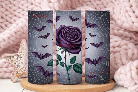 Gothic Bat & Roses 20oz Tumbler Wrap Sublimation DesignSVG 