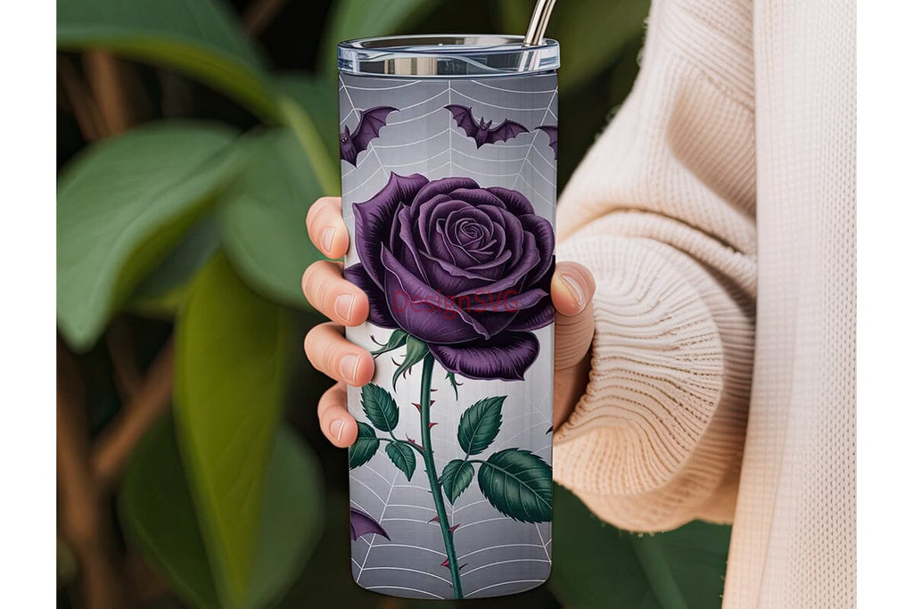 Gothic Bat & Roses 20oz Tumbler Wrap - So Fontsy