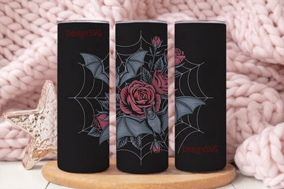 Gothic Bat & Roses 20oz Tumbler Wrap Sublimation DesignSVG 