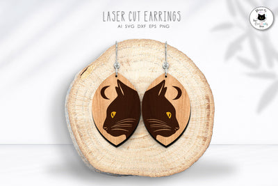 Gothic Black Cat Earrings Laser Cut SVG Ivy's Creativity House 