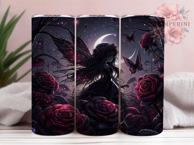 Gothic Black Red Dark Fairy Tumbler, Black Red Fairy Wrap, 20oz Sublimation, Dark Fairy Cup, Fantasy Fairy Design, Gothic Tumbler Design, Spooky Fairy Drinkware Sublimation Li Zamperini 