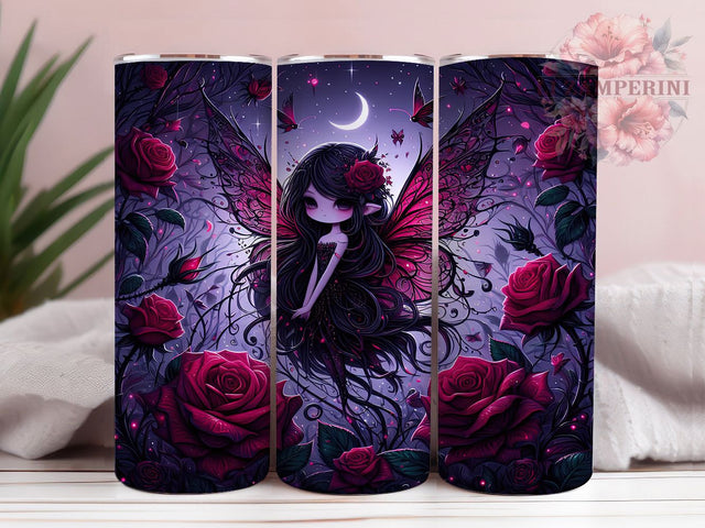 Gothic Black Red Dark Fairy Tumbler, Black Red Fairy Wrap, 20oz Sublimation, Dark Fairy Cup, Fantasy Fairy Design, Gothic Tumbler Design, Spooky Fairy Drinkware Sublimation Li Zamperini 