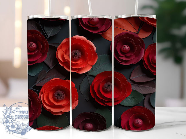 Gothic Black Red Rose Tumbler, Gothic Rose Tumbler, 20Oz Sublimation, Dark Floral Printable, Red Rose Pattern, Elegant Gothic Flowers, Black Rose Design Sublimation ToriDesigns 