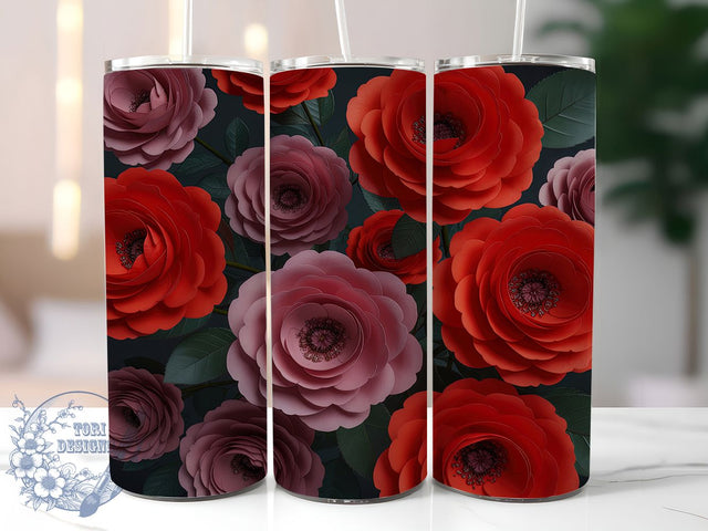 Gothic Black Red Rose Tumbler, Gothic Rose Tumbler, 20Oz Sublimation, Dark Floral Printable, Red Rose Pattern, Elegant Gothic Flowers, Black Rose Design Sublimation ToriDesigns 