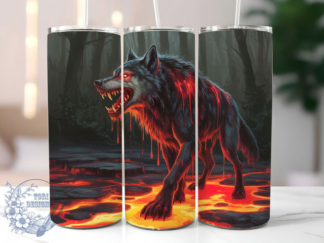 Gothic Black Wolf Halloween Tumbler, Spooky Wolf Cup, 20Oz Sublimation Wrap, Dark Wolf Mug, Halloween Wolf Drinkware, Mysterious Wolf Tumbler, Gothic Animal Design Sublimation ToriDesigns 