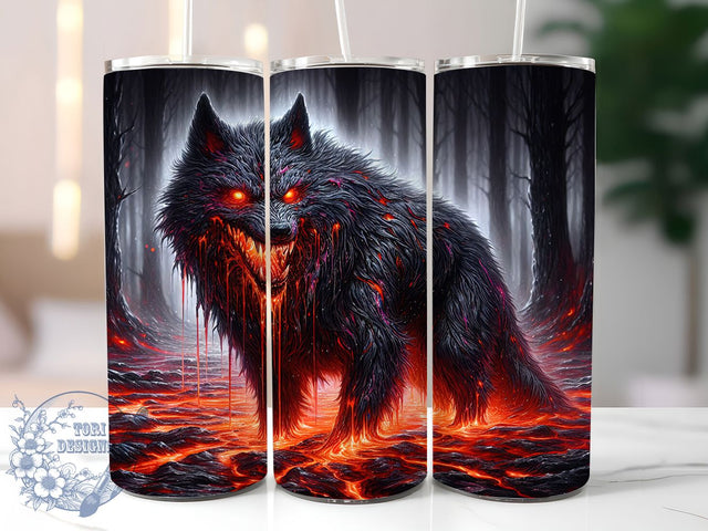 Gothic Black Wolf Halloween Tumbler, Spooky Wolf Cup, 20Oz Sublimation Wrap, Dark Wolf Mug, Halloween Wolf Drinkware, Mysterious Wolf Tumbler, Gothic Animal Design Sublimation ToriDesigns 