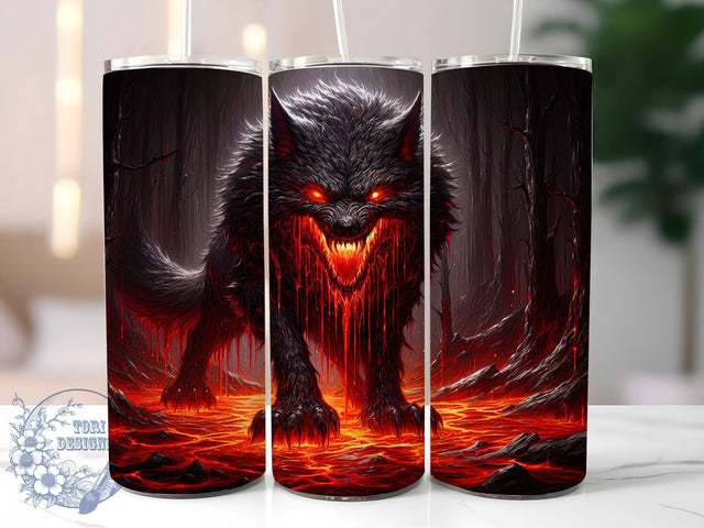 Gothic Black Wolf Halloween Tumbler, Spooky Wolf Cup, 20Oz Sublimation Wrap, Dark Wolf Mug, Halloween Wolf Drinkware, Mysterious Wolf Tumbler, Gothic Animal Design Sublimation ToriDesigns 