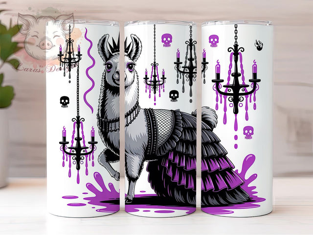 Gothic Boho Dark Llama Tumbler Wrap, Dark Boho Mug, Alternative Llama Art, 20Oz Tumbler Wrap, Sublimation Design, Western Gothic Print, Unique Animal Drinkware Sublimation Lara' s Designs 