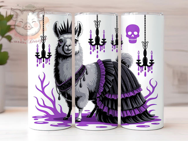 Gothic Boho Dark Llama Tumbler Wrap, Dark Boho Mug, Alternative Llama Art, 20Oz Tumbler Wrap, Sublimation Design, Western Gothic Print, Unique Animal Drinkware Sublimation Lara' s Designs 