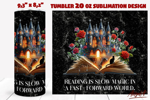 Gothic Book Lover tumbler wrap bundle Book lover quotes PNG Sublimation Angelina Semenova 