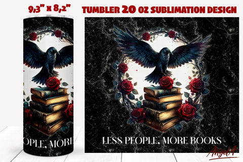 Gothic Book Lover tumbler wrap bundle Book lover quotes PNG Sublimation Angelina Semenova 