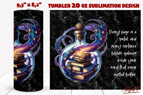 Gothic Book Lover tumbler wrap bundle Book lover quotes PNG Sublimation Angelina Semenova 