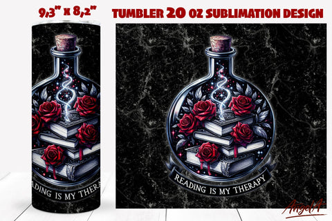 Gothic Book Lover tumbler wrap bundle Book lover quotes PNG Sublimation Angelina Semenova 