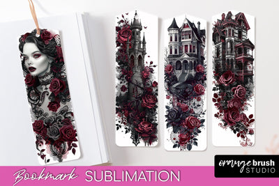 Gothic Bookmark PNG - Dark Academia Printable Bookmarks Sublimation OrangeBrushStudio 