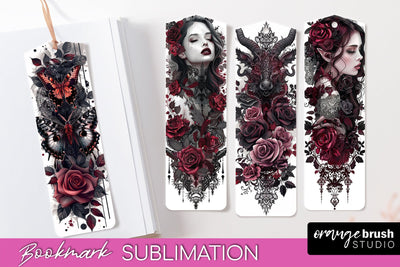 Gothic Bookmark PNG - Dark Academia Printable Bookmarks Sublimation OrangeBrushStudio 