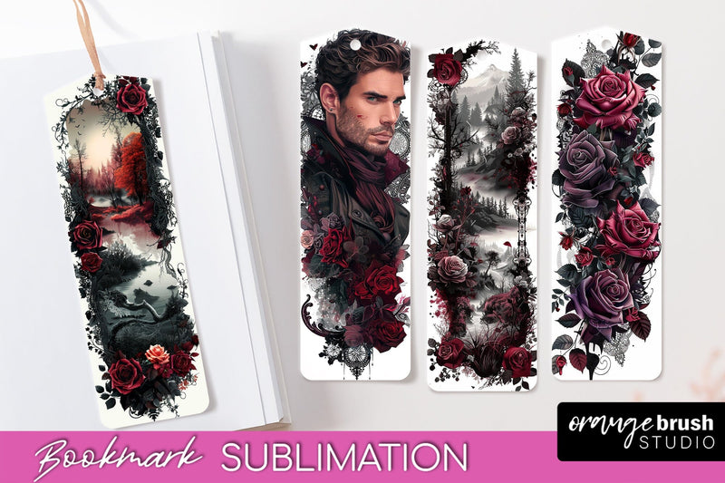Gothic Bookmark PNG - Dark Academia Printable Bookmarks Sublimation OrangeBrushStudio 