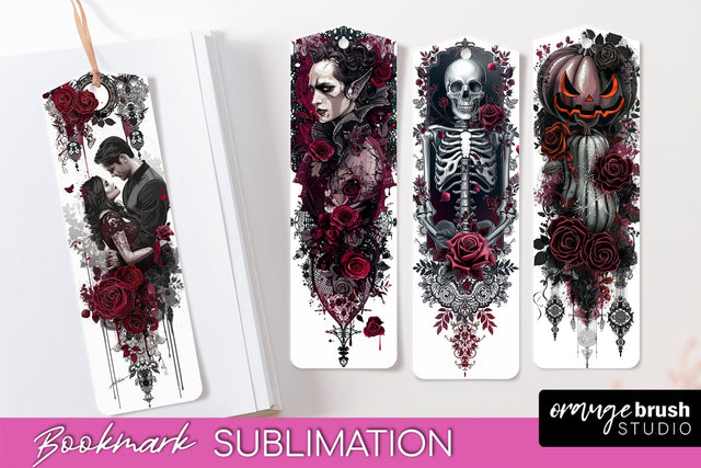 Gothic Bookmark PNG - Dark Academia Printable Bookmarks Sublimation OrangeBrushStudio 