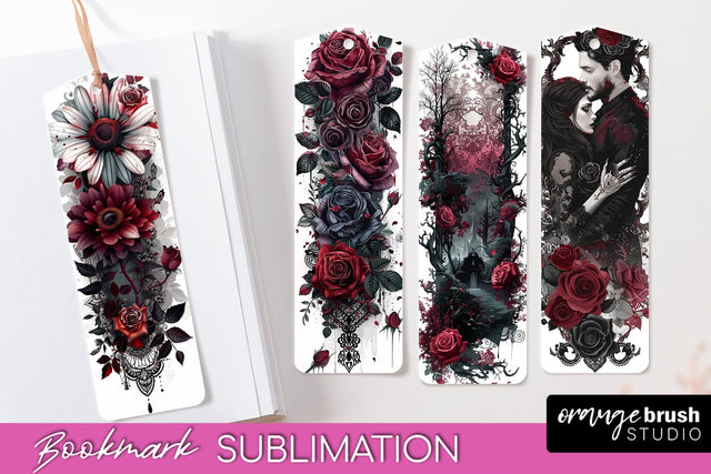 Gothic Bookmark PNG - Dark Academia Printable Bookmarks Sublimation OrangeBrushStudio 