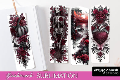 Gothic Bookmark PNG - Dark Academia Printable Bookmarks Sublimation OrangeBrushStudio 