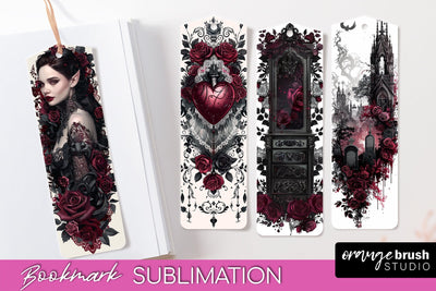 Gothic Bookmark PNG - Dark Academia Printable Bookmarks Sublimation OrangeBrushStudio 