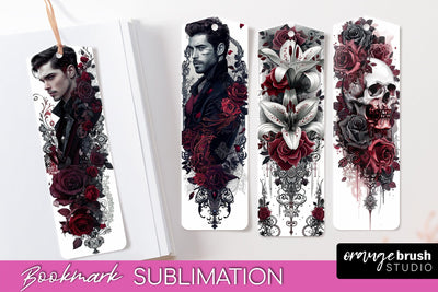 Gothic Bookmark PNG - Dark Academia Printable Bookmarks Sublimation OrangeBrushStudio 