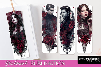 Gothic Bookmark PNG - Dark Academia Printable Bookmarks Sublimation OrangeBrushStudio 