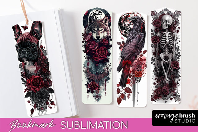 Gothic Bookmark PNG - Dark Academia Printable Bookmarks Sublimation OrangeBrushStudio 