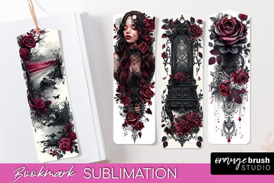 Gothic Bookmark PNG - Dark Academia Printable Bookmarks Sublimation OrangeBrushStudio 